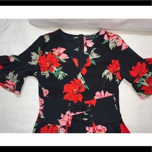 Black Corset Floral Swing Dress